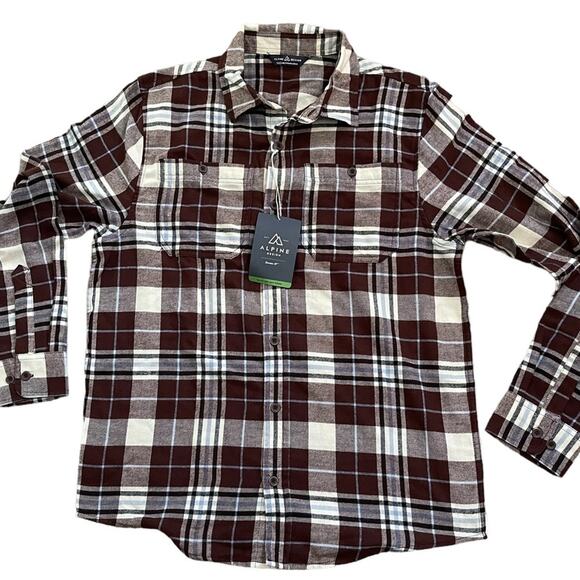 Alpine Design Mens Size Medium NEW Brown Brushed Flannel Button Down Shirt - Picture 2 of 7